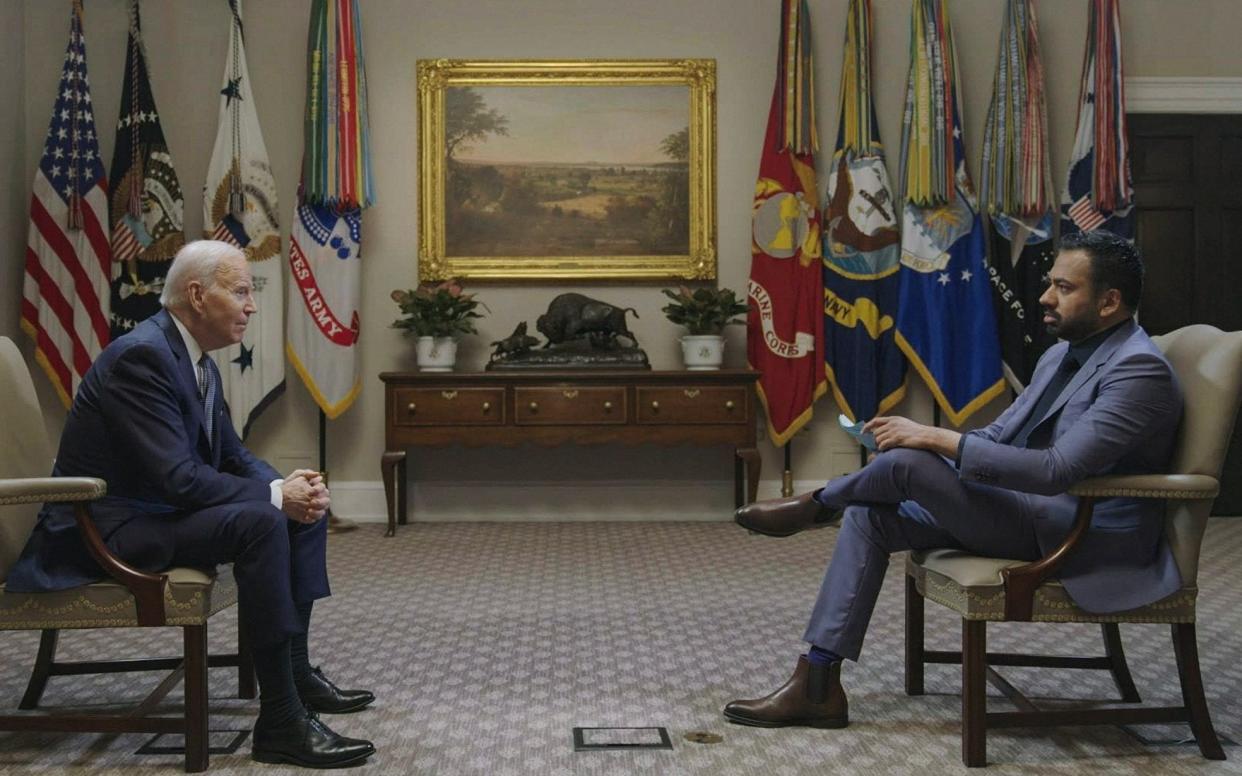 Joe Biden was talking to Kal Penn on The Daily Show - Comedy Central’s The Daily Show via Reuters/Handout