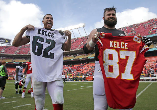 Eagles C Jason Kelce takes friendly jab at Chiefs as he sets to face his  brother Travis in the Super Bowl