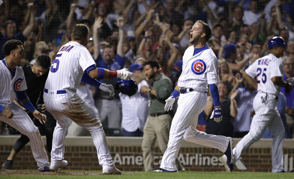 David Bote lived the baseball dream Sunday for the Cubs. (AP Photo)