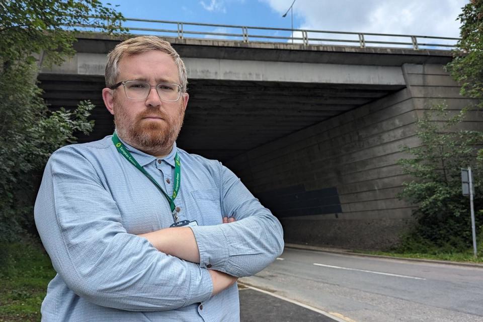 Councillor Matt Edwards at the underpass i(Image: Green Party)/i