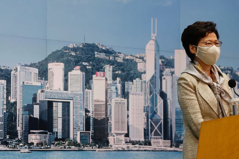 Hong Kong Chief Executive Carrie Lam attends a news conference ahead of national security legislation, in Hong Kong