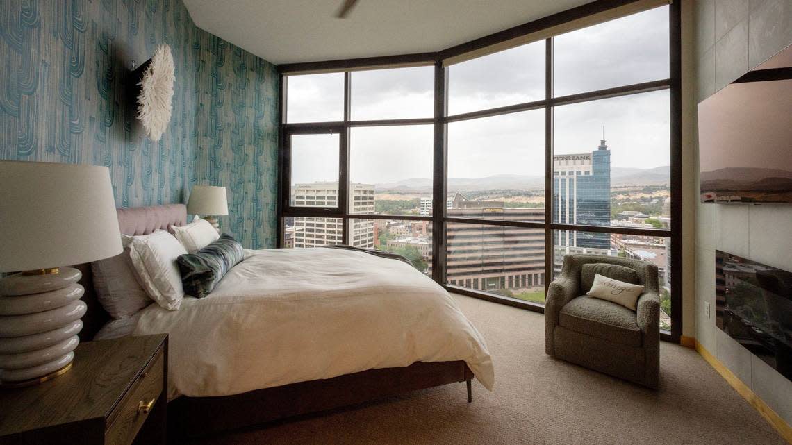 The main bedroom has impressive views of downtown Boise.