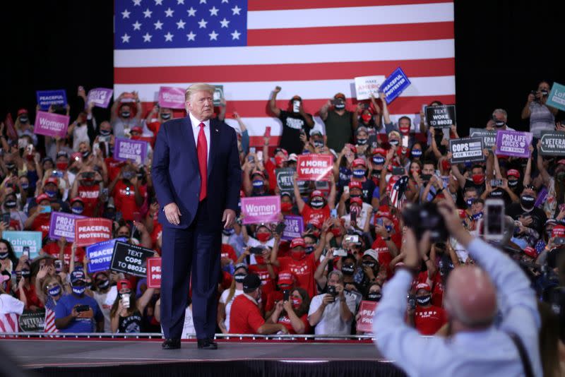 U.S. President Trump rallies with supporters at a campaign event in Henderson, Nevada