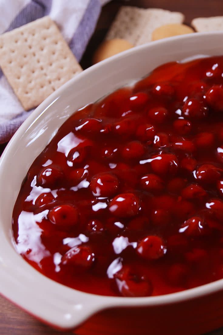 <p>Don't be wary of the cherry.</p><p>Get the recipe from <a href="https://www.delish.com/cooking/recipe-ideas/recipes/a54782/cherry-cheesecake-dip-recipe/" rel="nofollow noopener" target="_blank" data-ylk="slk:Delish;elm:context_link;itc:0;sec:content-canvas" class="link ">Delish</a>.</p>