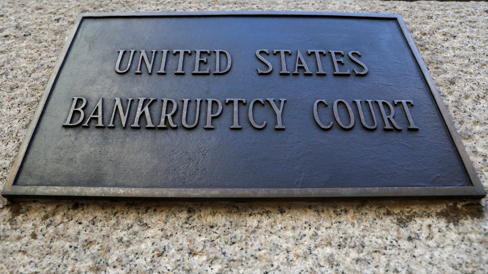 A plaque is displayed at the entrance of the U.S. District Bankruptcy Court for the Southern District of New York in Manhattan, New York, U.S., January 9, 2020. REUTERS/Brendan McDermid