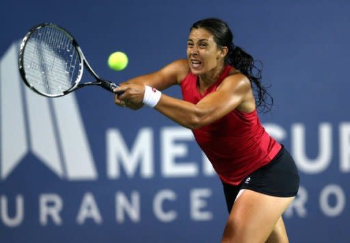 France's Marion Bartoli during her Mercury Insurance Open match against Taiwan's Chan Yung-jan in Carlsbad on July 21. Bartoli beat Chan 1-6, 6-3, 6-3 at the WTA Carlsbad tournament to reach her second final of the season