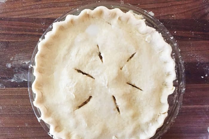 Apple pie filling in crust