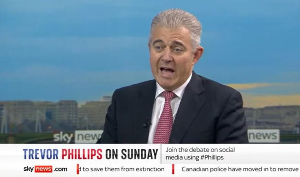 Brandon Lewis gave his backing to the Prime Minister when he sat down to give an interview to Sky News’ Trevor Phillips on Sunday (SKY NEWS)