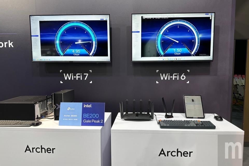 ▲透過Intel的Wi-Fi 7 BE200網卡，搭配TP-LinkWi-Fi 7無線路由器Archer BE800，實際創下將近5Gbps數據傳輸速度