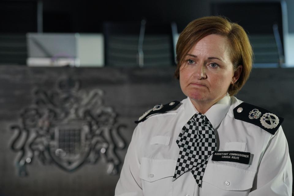 Metropolitan Police Assistant Commissioner Louisa Rolfe speaks to the media at New Scotland Yard, central London, after former Metropolitan Police Officer Adam Provan was sentenced to 16 years with a further eight on extended licence at Wood Green Crown Court, north London, for eight counts of rape. Picture date: Tuesday August 22, 2023.