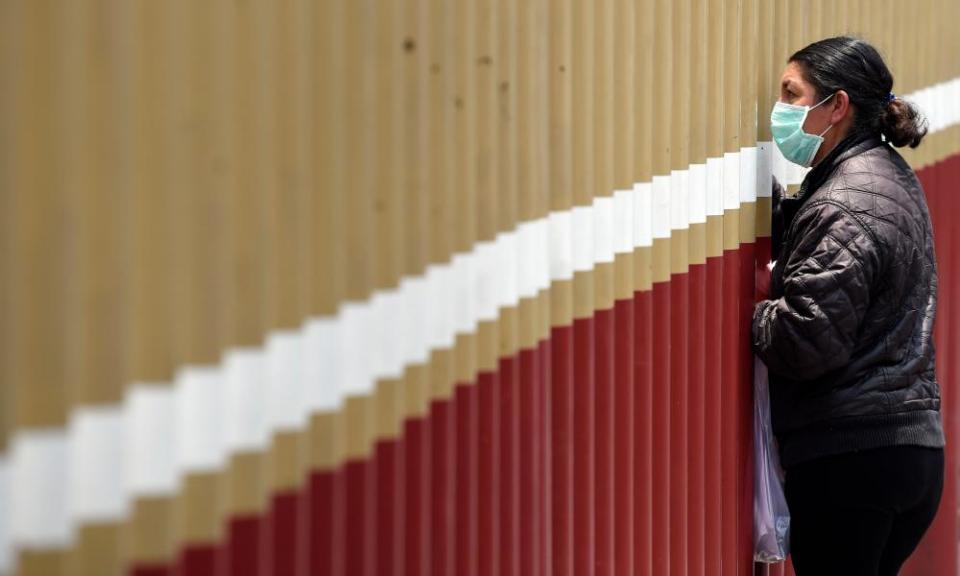 A relative of a patient stands outside the general hospital in Mexico City on 11 May.