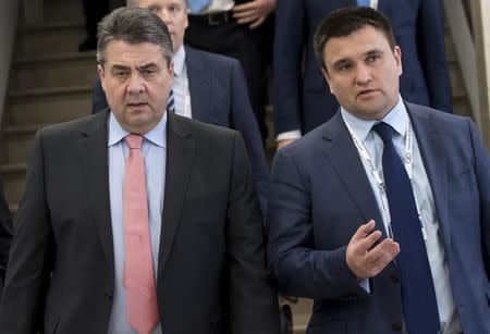 German Foreign Minister Sigmar Gabriel and his Ukrainian counterpart Pavlo Klimkin attend the 53rd Munich Security Conference in Munich, Germany February 18, 2017. REUTERS/Sven Hopp/POOL