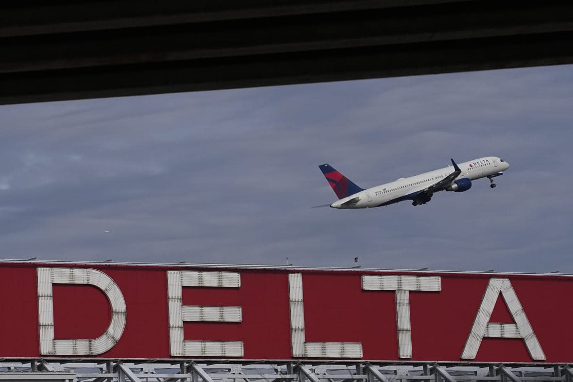 A Delta Air Lines plane takes off from Hartsfield-Jackson Atlanta International Airport in Atlanta, Nov. 22, 2022. (AP Photo/Brynn Anderson, File)