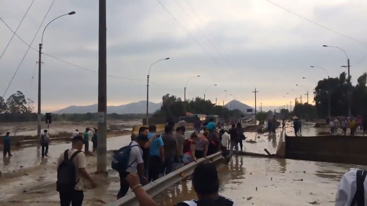 Residents were filmed trudging through the floods (CEN)