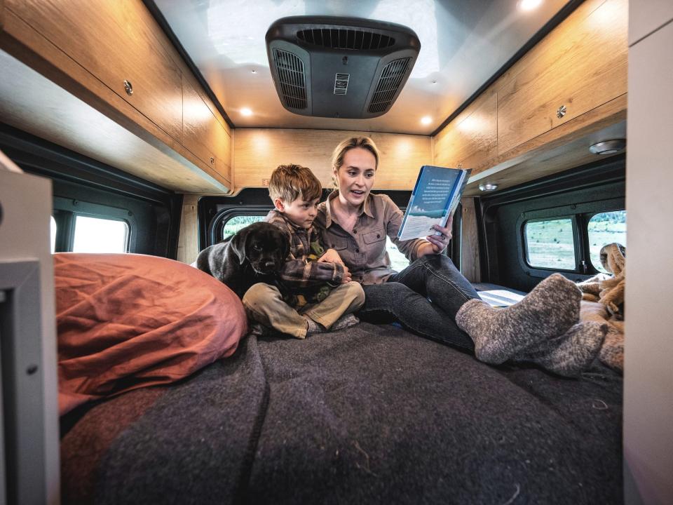 The pop-top roof inside Airstream's new Rangeline Touring Coach