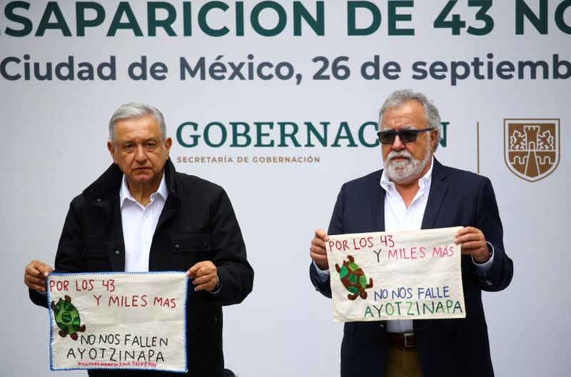 FILE PHOTO: Delivery of an investigation report marking the 6th anniversary of the disappearance of the 43 students of the Ayotzinapa Teacher Training College, in Mexico City