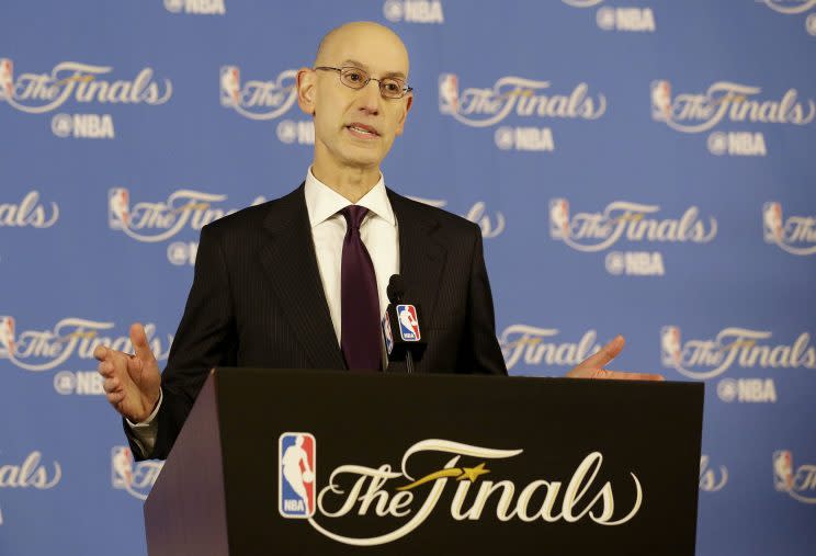 NBA commissioner Adam Silver continues to embrace legalized sports gambling. (AP)