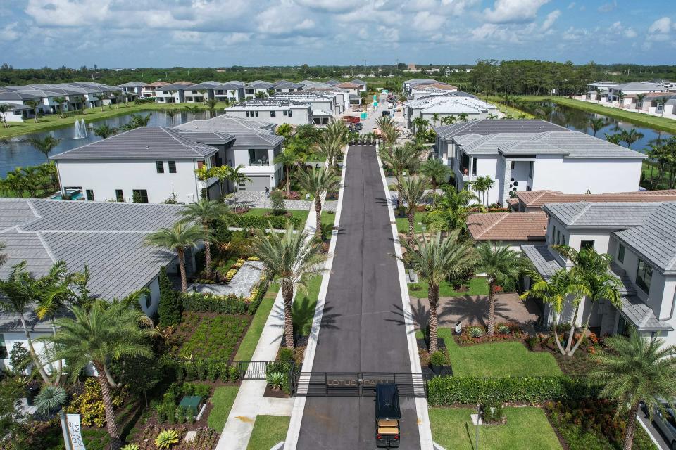 Model homes at the site of the Lotus Palm community under construction on in Boca Raton.