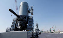 Japan Maritime Self-Defense Force's (JMSDF) latest Izumo-class helicopter carrier DDH-184 Kaga is pictured before a handover ceremony for the JMSDF by Japan Marine United Corporation in Yokohama, Japan, March 22, 2017. REUTERS/Toru Hanai