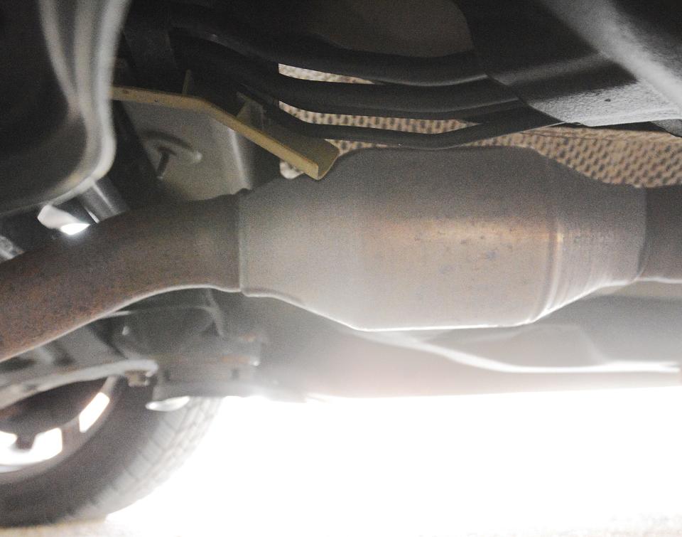 A catalytic converter on a 2016 Toyota Camry.