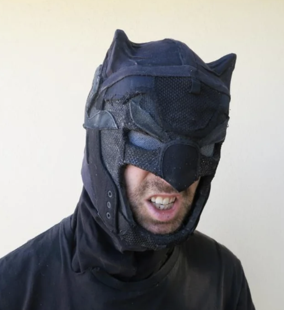 batman mask made from shoe material