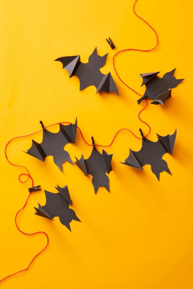 Halloween Handmade Decor How Make Funny Paper Bat Cutting Shape Stock Photo  by ©Renderdoll 415339954