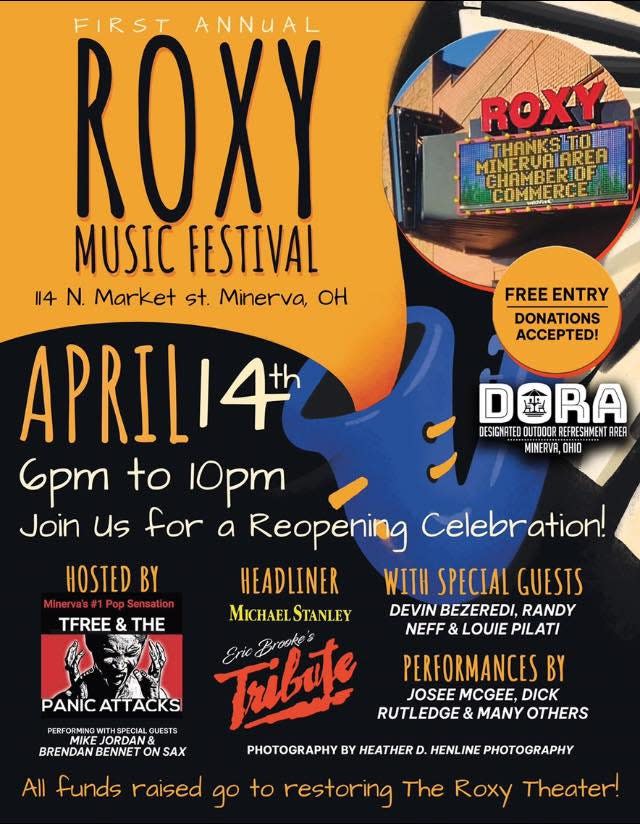 Live music will be featured 6 to 10 p.m. Friday at Roxy Theater, 114 N Market St. in downtown Minerva.