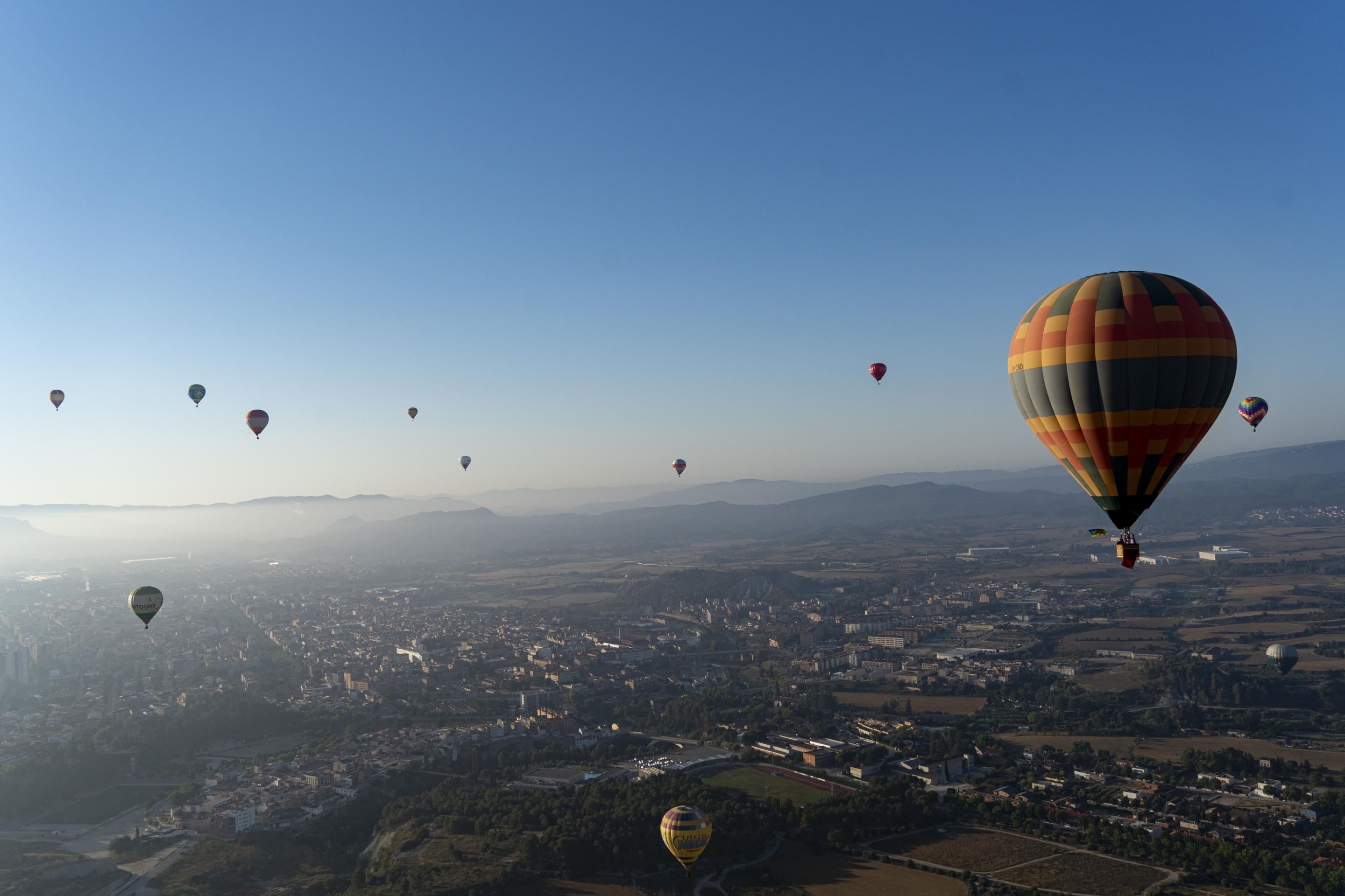 Hot-air balloons from various countries dot the sky during the festival on July 11.