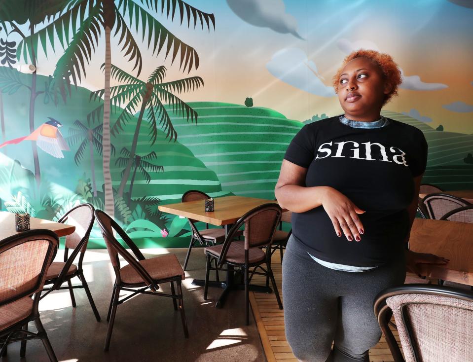 Jasmine Kirk, a mom who is in the Jump On Board for Success (JOBS) program, talks about her job at SRINA Tea House & Café and her need to get a second job to help make ends meet.
