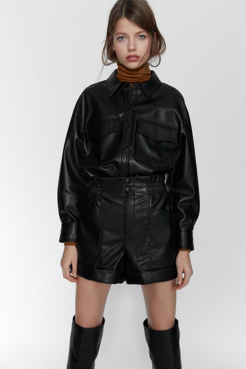 Zara Faux Leather Shorts 