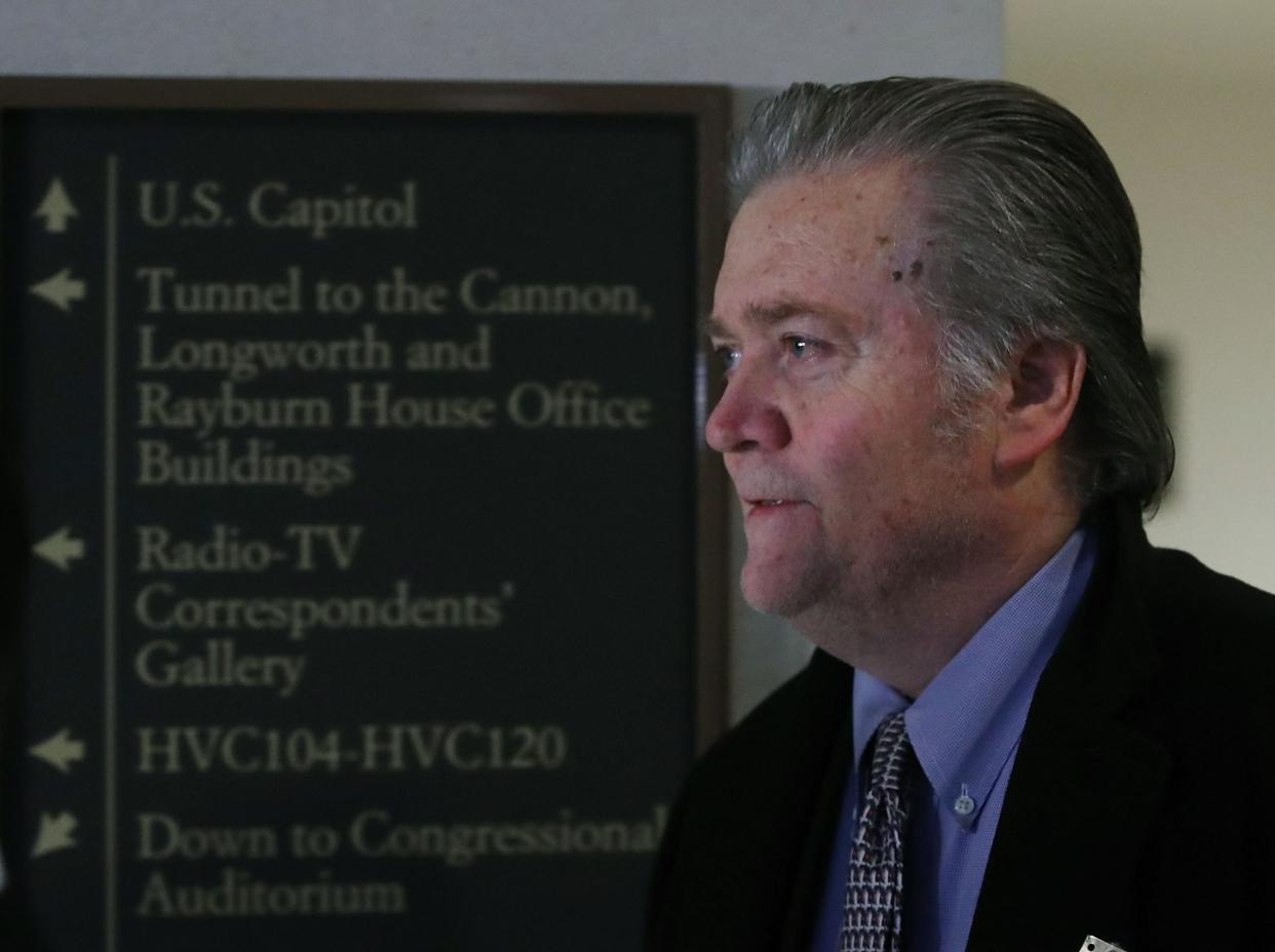 Steve Bannon, former advisor to President Trump, arrives at a House Intelligence Committee closed door meeting: Getty