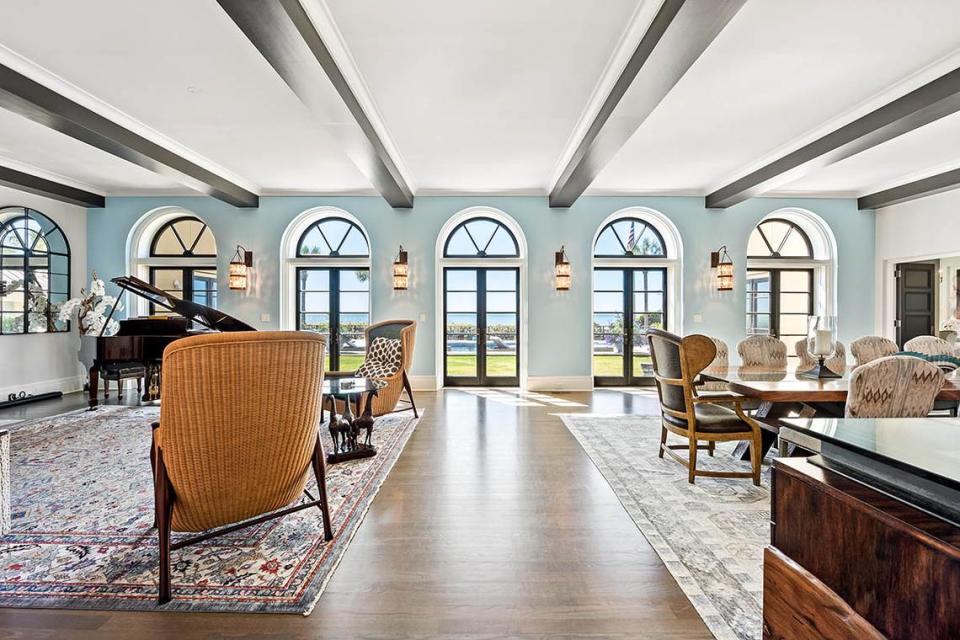 The main living room inside a $16.4 million beachfront home for sale in Kiawah. Kiawah Island Real Estate/Courtesy of Kiawah Island Real Estate