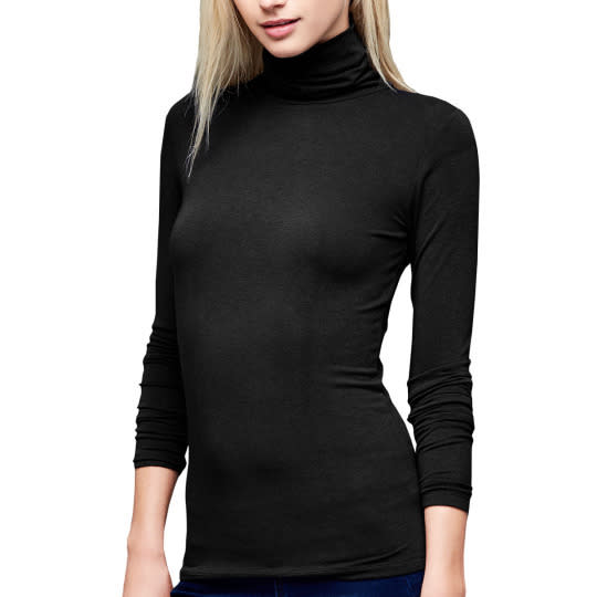 Are you always freezing? Then you’ll want this thin but super-warm turtleneck for layering all winter long.