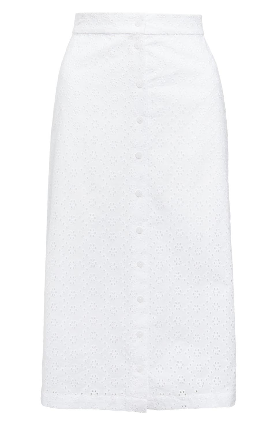 Front Button Eyelet Skirt