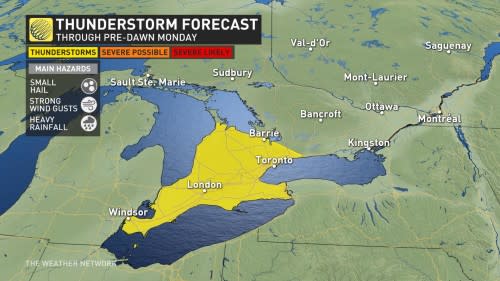 Ontario risk pre-dawn Monday