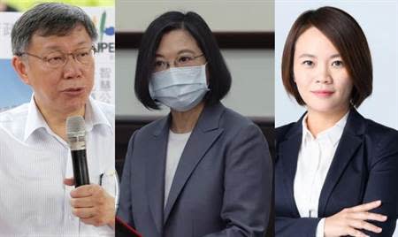 左起為台北市長柯文哲、總統蔡英文、台北市議員簡舒培。(合成圖/資料照、取自蔡英文、簡舒培臉書)