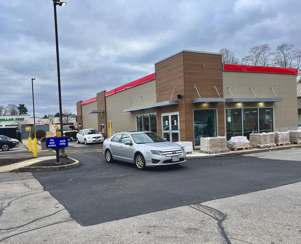 The drive-thru lane of the Burger King on Winthrop Street in Taunton has stayed open while major renovations are made to the building's dining room and kitchen.