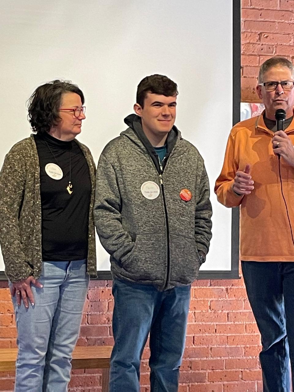 Priscilla and Walt Steenbergen with their son, Charlie, 19, speak at Saturday&#39;s rally in support of legislation that would create an independent special education ombudsman.