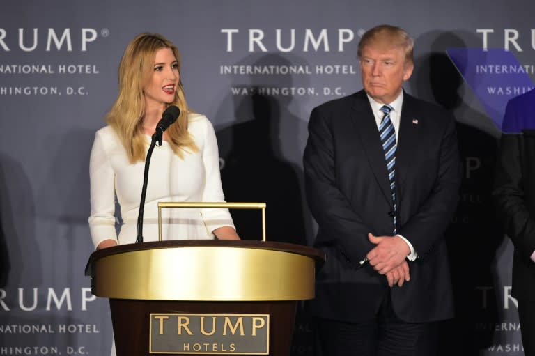 Ivanka Trump (L), daughter of Republican presidential nominee Donald Trump, seen on October 26, 2016, said she prefers to focus on the "tens of millions of American women" inspired by her message than those who might consider a boycott of her brand