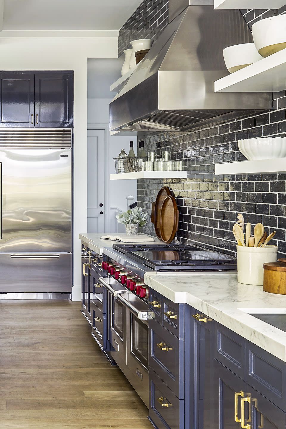 blue kitchen cabinets