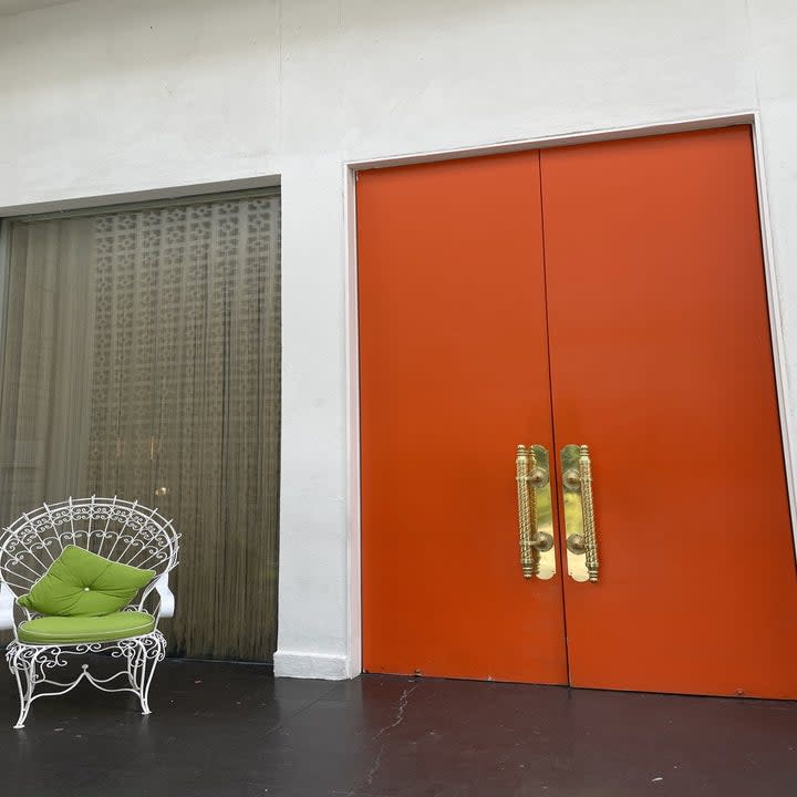 The big orange doors at the front of the property