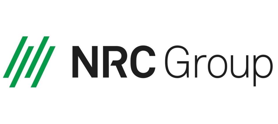 NRC Group logo with four green slanted lines.