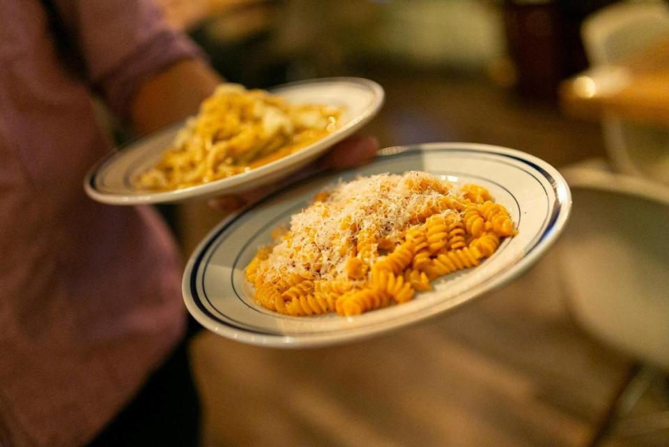 Fusilli a la vaka is prepared for customers during the opening day of a new pop-up, Da Lida, which operates at the French-Persian restaurant Fooq’s in downtown Miami, Florida, on Tuesday, October 27, 2020.