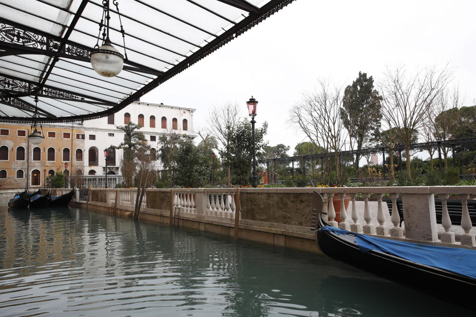 A view of the newly restored Royal Gardens in Venice, Italy, Tuesday, Dec. 17, 2019. Venice’s Royal Gardens were first envisioned by Napolean, flourished under Austrian Empress Sisi and were finally opened to the public by the Court of Savoy, until falling into disrepair in recent years. After an extensive restoration, the gardens reopened Tuesday as a symbol both of the lagoon city’s endurance and the necessity of public-private partnerships to care for Italy’s extensive cultural heritage. (AP Photo/Antonio Calanni)