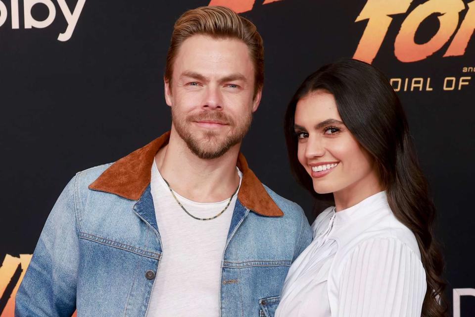 <p>Emma McIntyre/GA/The Hollywood Reporter via Getty</p> (L-R) Derek Hough and Hayley Erbert attend the Los Angeles Premiere of LucasFilms