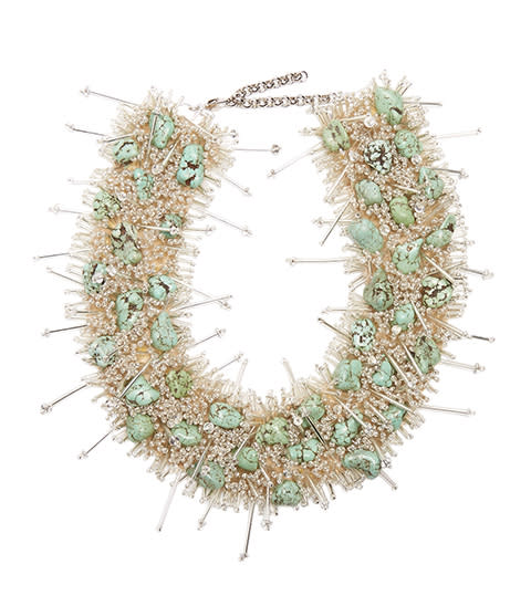<p><strong>Toga</strong> necklace, $639, matchesafashion.com</p><p><a rel="nofollow noopener" href="https://www.matchesfashion.com/us/products/Toga-Bead-and-turquoise-embellished-necklace-1170909" target="_blank" data-ylk="slk:BUY NOW;elm:context_link;itc:0;sec:content-canvas" class="link ">BUY NOW</a><br></p>