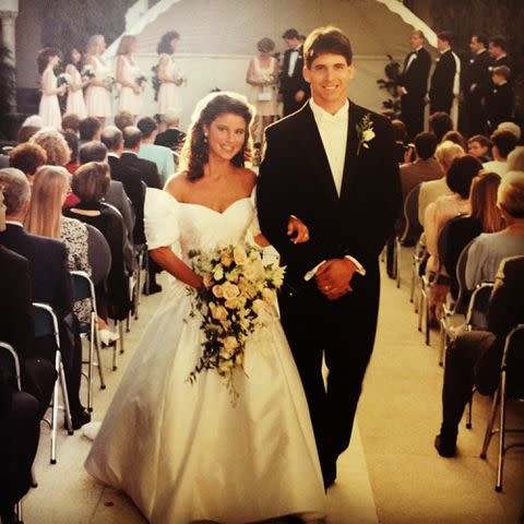 <p>Lisa McCaffery Instagram</p> Ed and Lisa McCaffery on their wedding day.