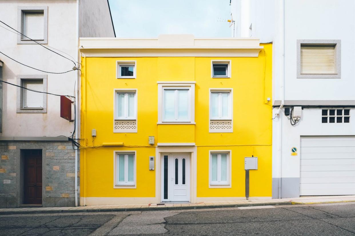 yellow building front view