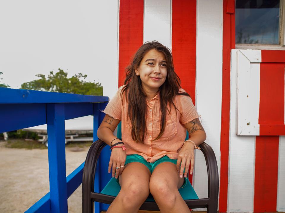 The author is seen on the towers porch