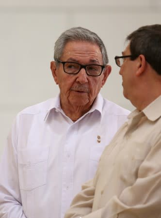 FILE PHOTO: Cuba's First Secretary of the Communist Party and former President Raul Castro attends an event with Russian Foreign Minister Sergei Lavrov (not pictured) at the Capitol, in Havana